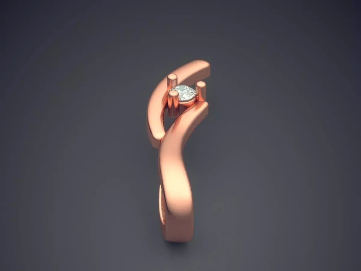 Pendant gold ring with diamond 3D print model_2