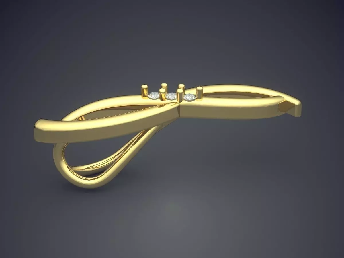 Pendant gold ring with infinity symbol 3D print model_3