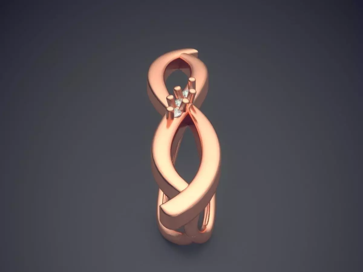 Pendant gold ring with infinity symbol 3D print model_2