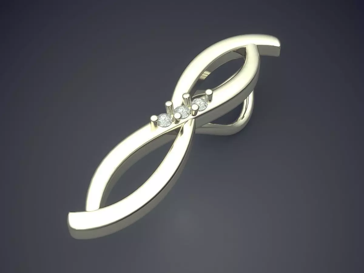 Pendant gold ring with infinity symbol 3D print model_1