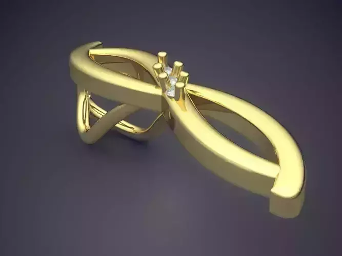Pendant gold ring with infinity symbol 3D print model