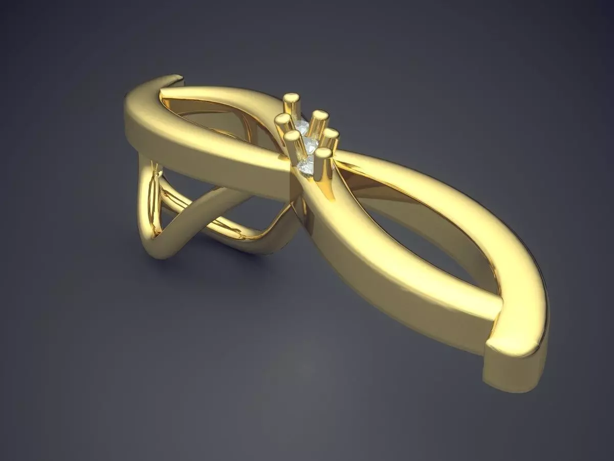 Pendant gold ring with infinity symbol 3D print model_0