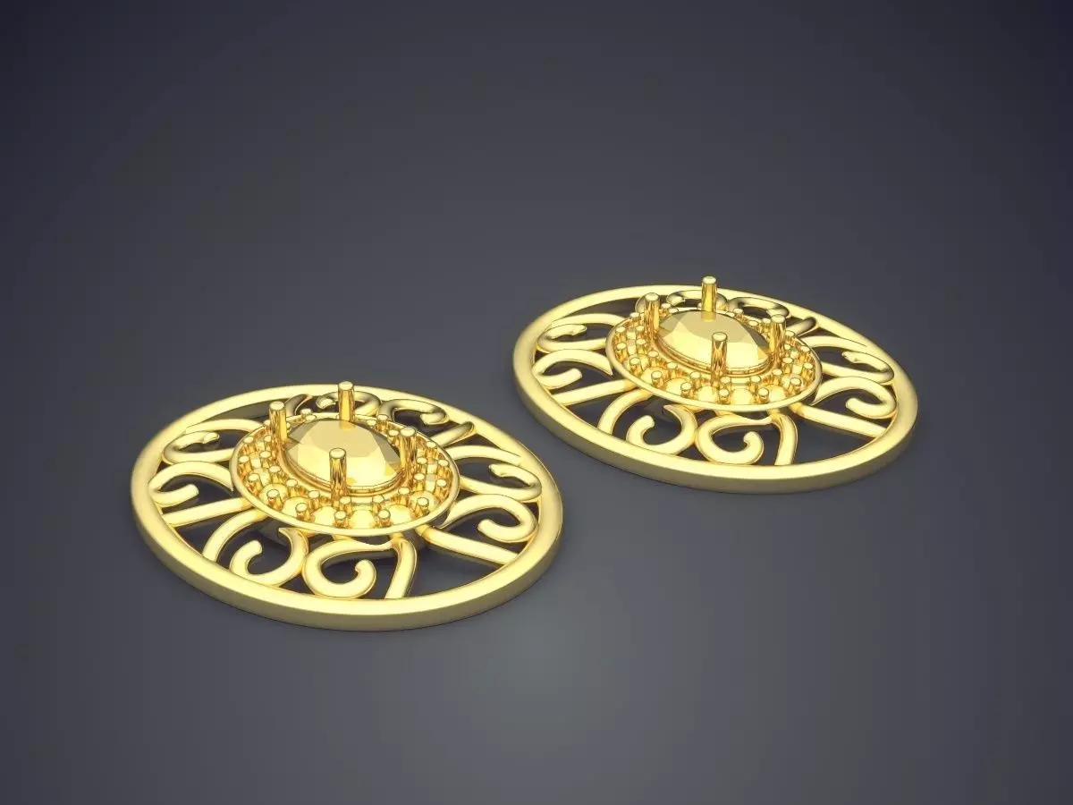 Earrings pair of gold plated 3D print model_0