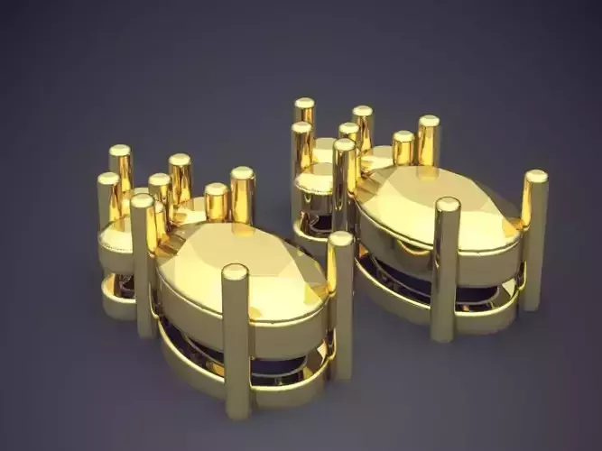 Earrings set of gold pots 3D print model