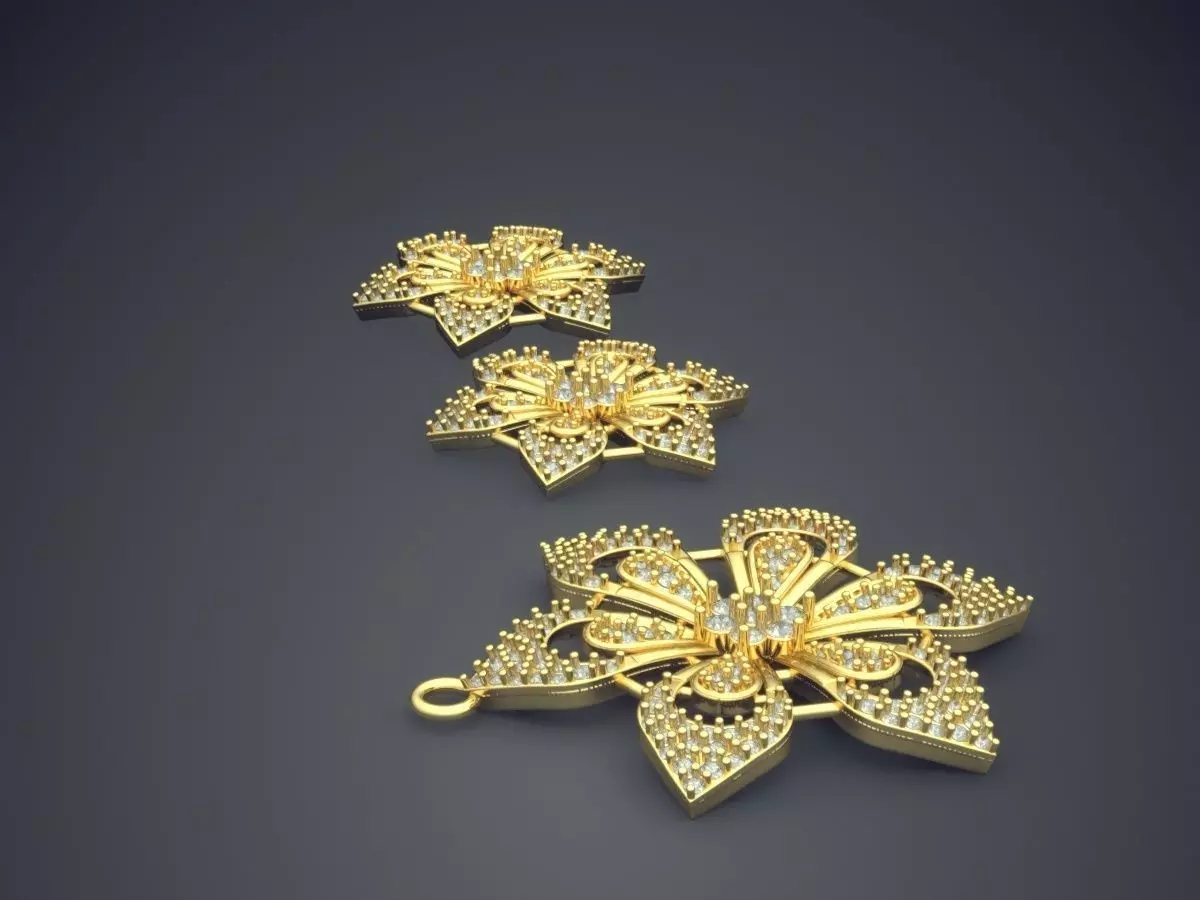 Star Shape Pendant With Diamonds  3D print model_3