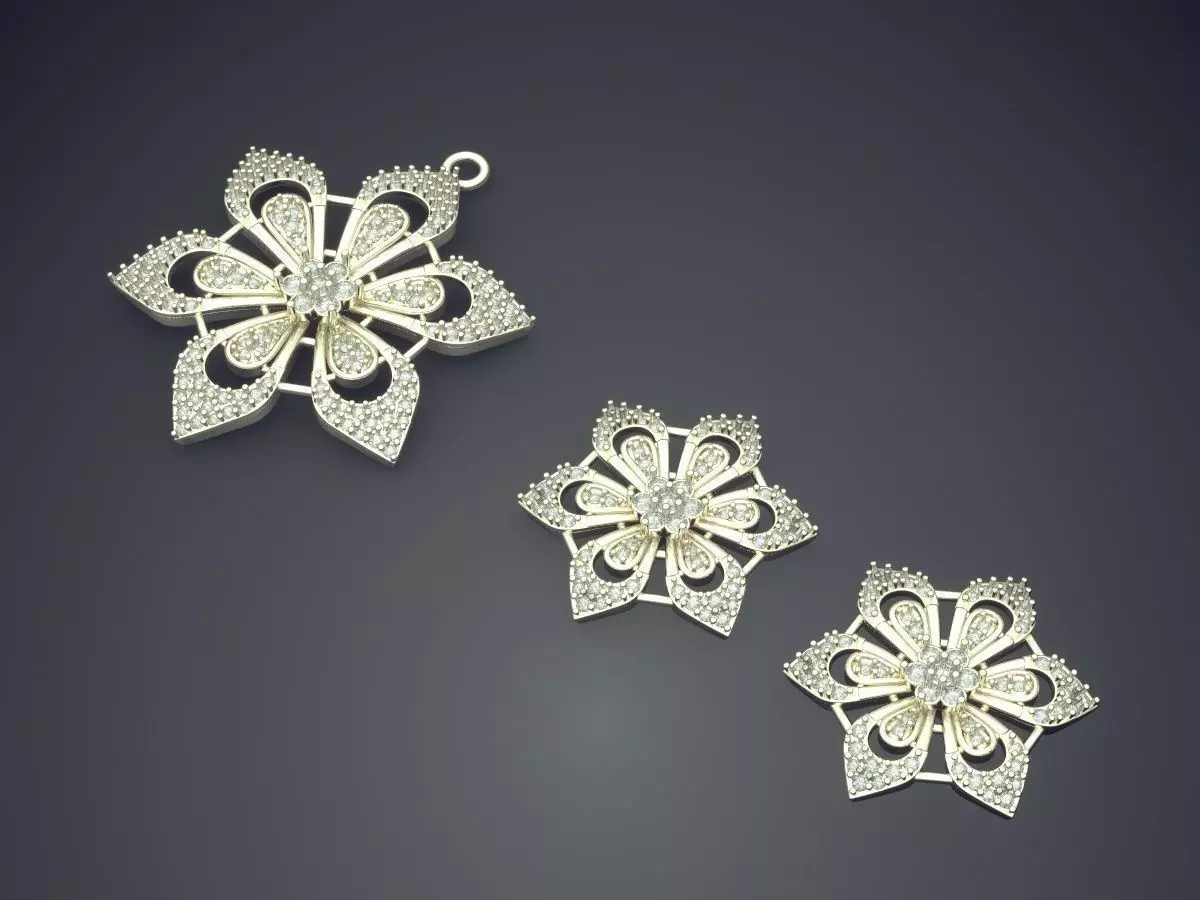 Star Shape Pendant With Diamonds  3D print model_1