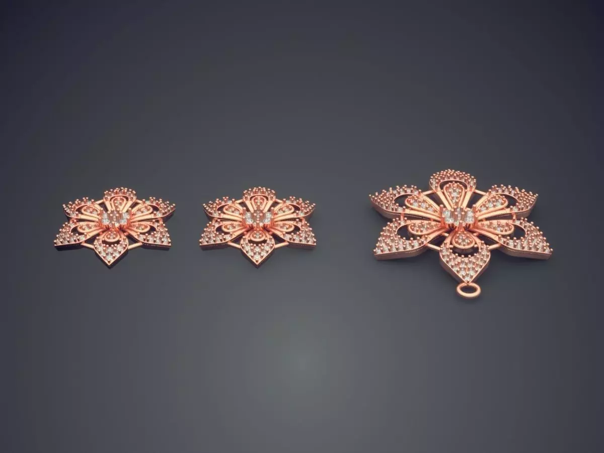 Star Shape Pendant With Diamonds  3D print model_2