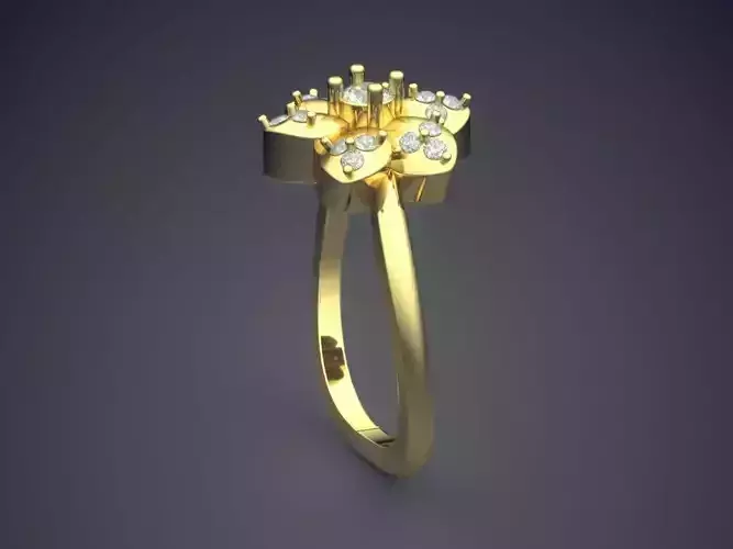 Flower-shaped Ring With Diamonds FR-31