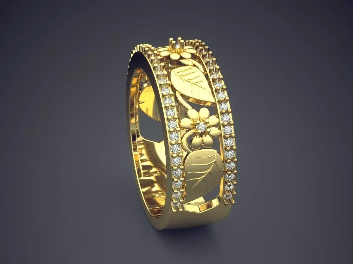 Nature Motif Ring FR-15 3D print model_3