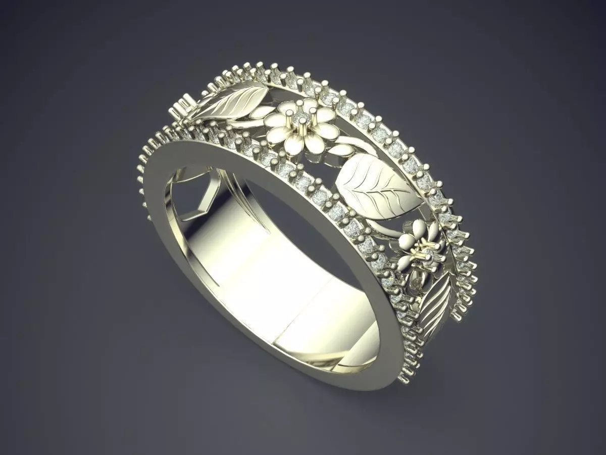 Nature Motif Ring FR-15 3D print model_1