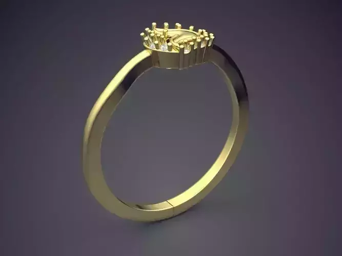 Flower Motif Engagement Ring FR-09 3D print model