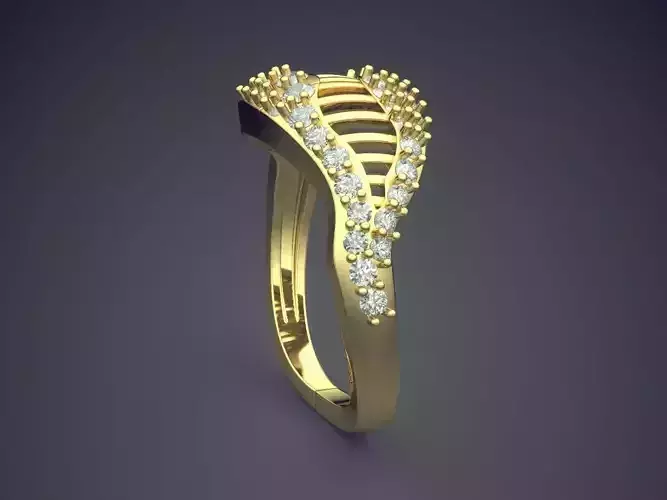 Curved Ring With Diamonds FR-016
