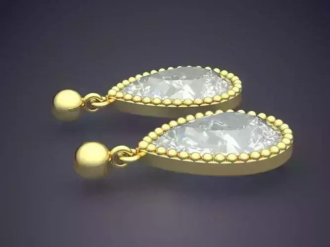 Drop Shape Earrings With Huge Diamond 