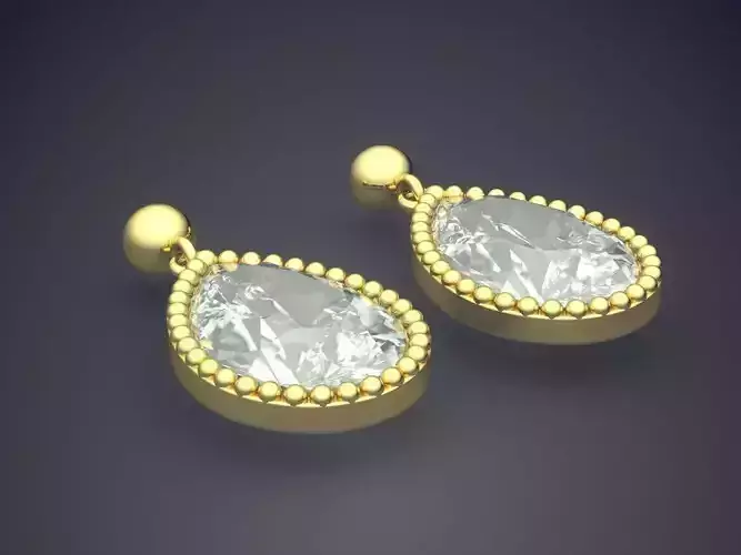 Drop Shape Earrings With Huge Diamond 