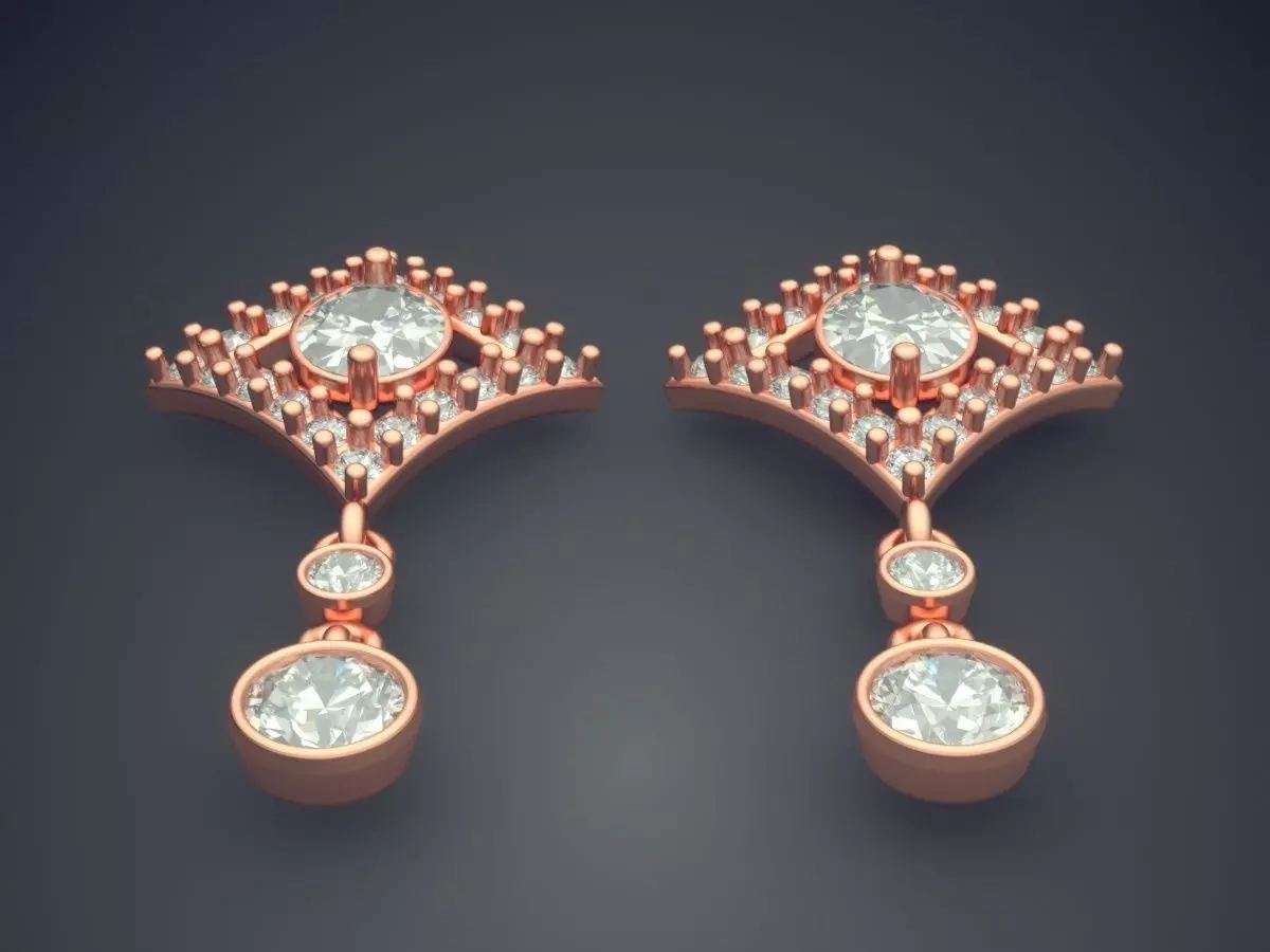 Earrings With Diamonds  3D print model_2