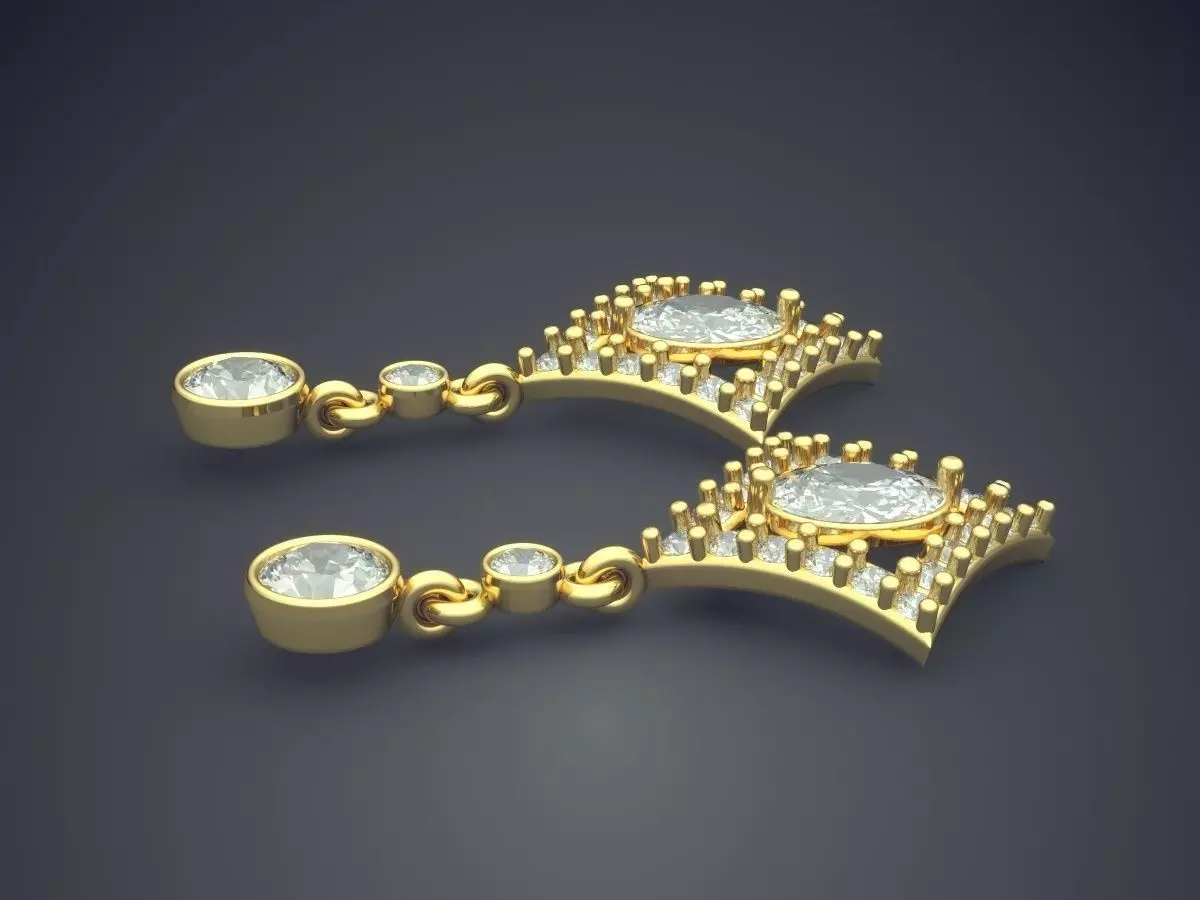 Earrings With Diamonds  3D print model_3
