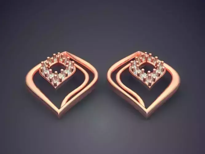 Earrings pair of gold with diamonds