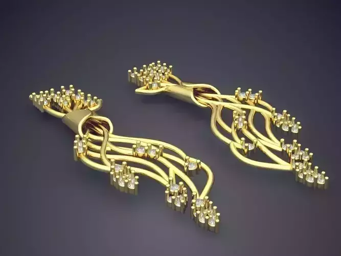 Flower Motif Earrings With Diamonds 3D print model