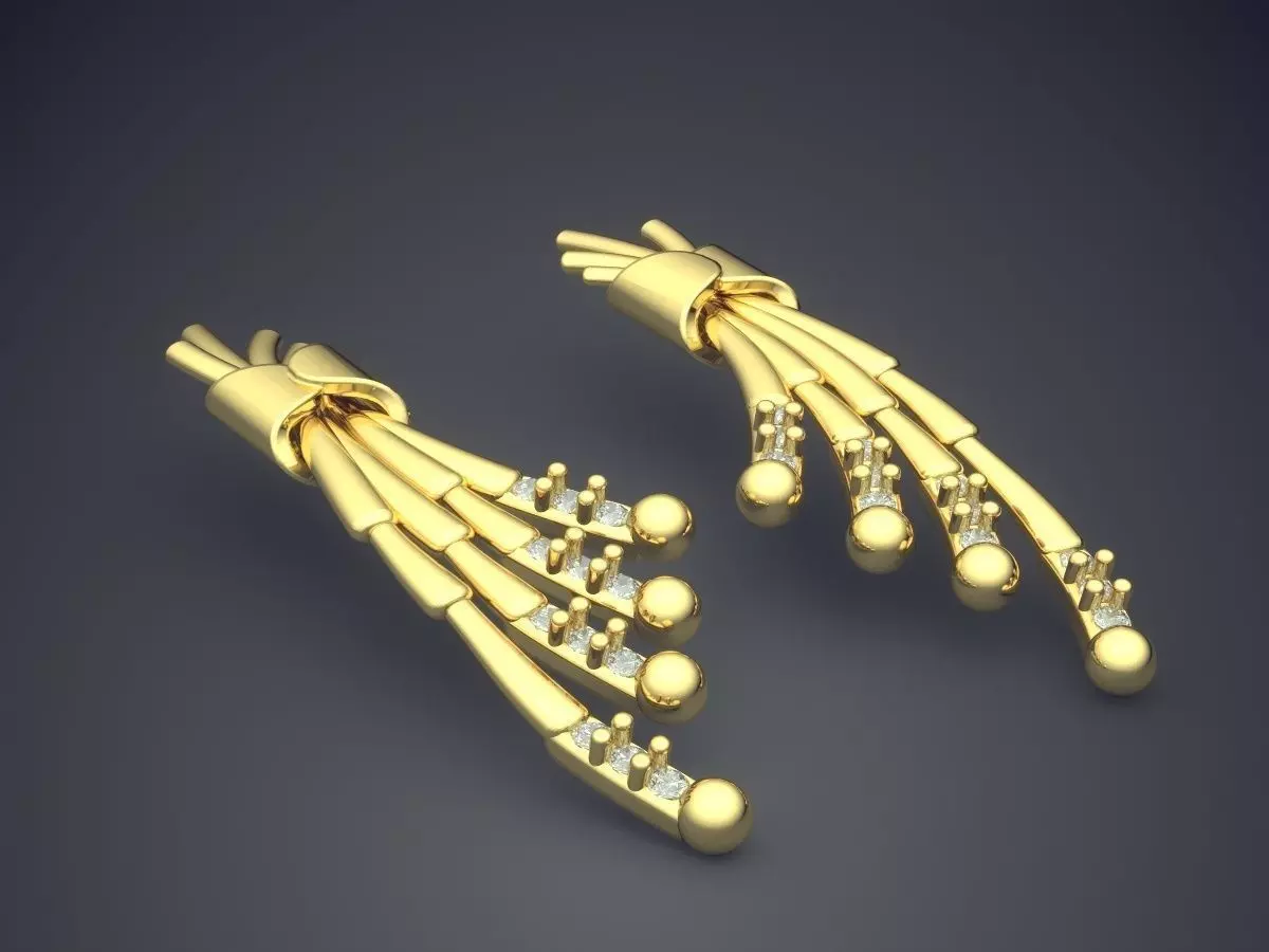 Earrings pair of gold 3D print model_0