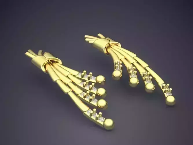 Earrings pair of gold 3D print model