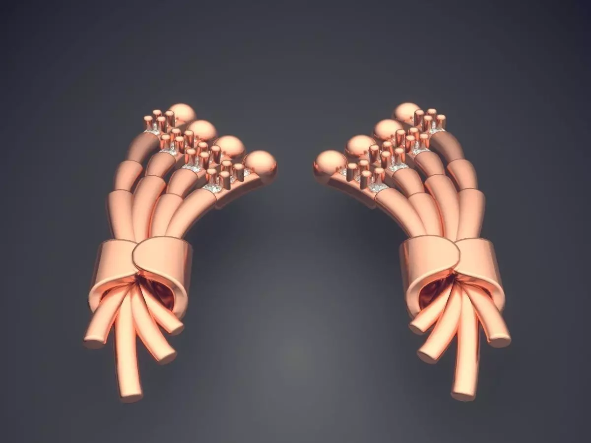 Earrings pair of gold 3D print model_2