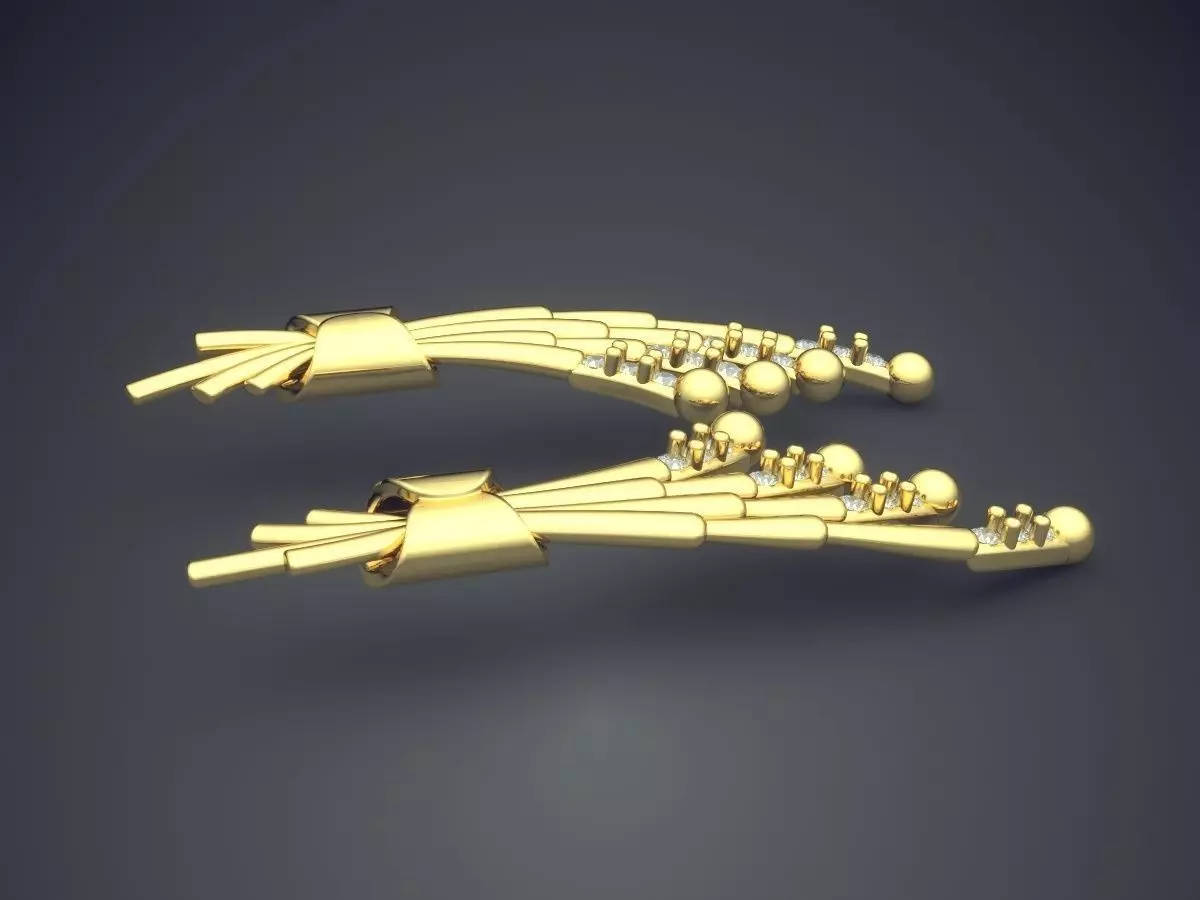 Earrings pair of gold 3D print model_3