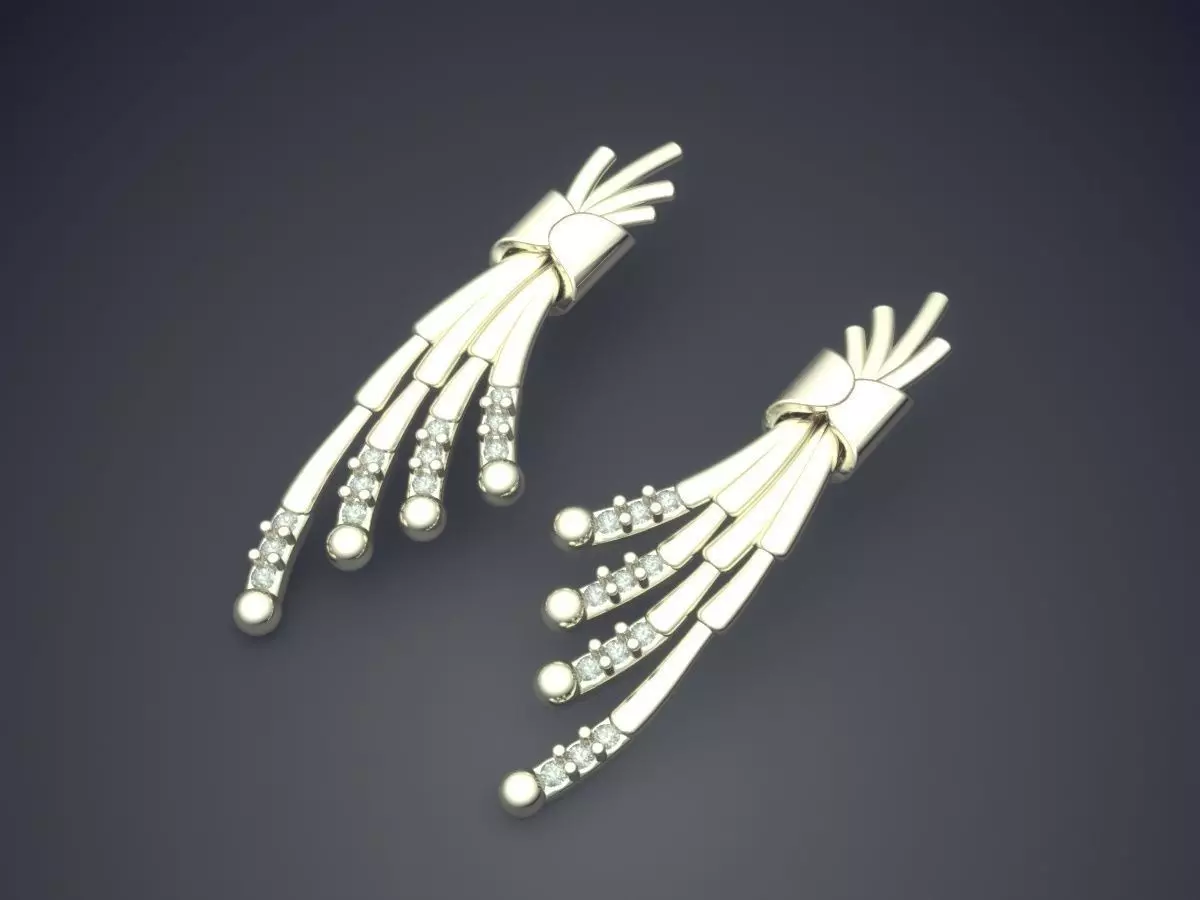 Earrings pair of gold 3D print model_1