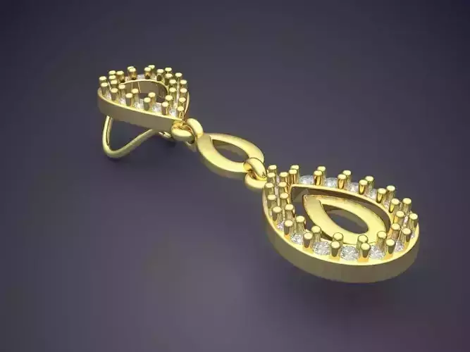 Drop Shape Pendant With Diamonds E-ss-15-2 3D print model