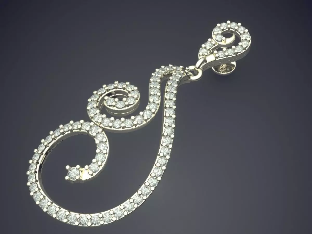 Unique Pendant With Diamonds E-8 3D print model_1