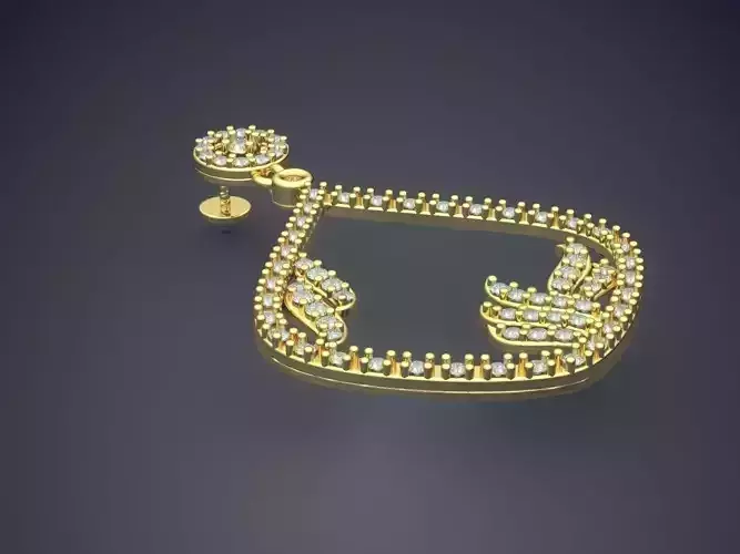 Drop Shape Pendant With Diamonds E-32 3D print model