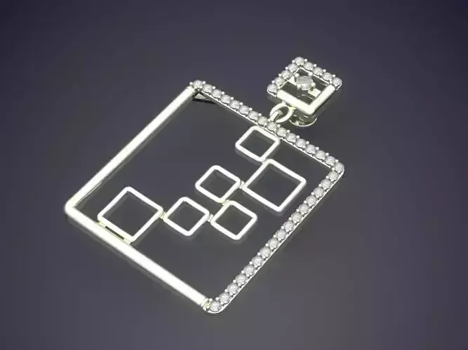 Square Shape Pendant With Diamonds E-1