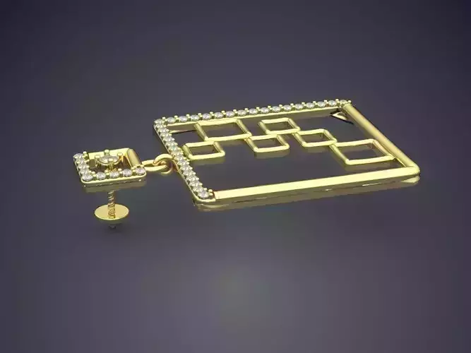 Square Shape Pendant With Diamonds E-1