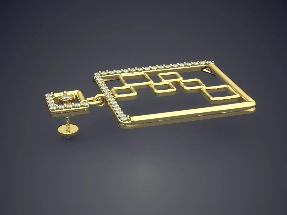 Square Shape Pendant With Diamonds E-1 3D print model_3