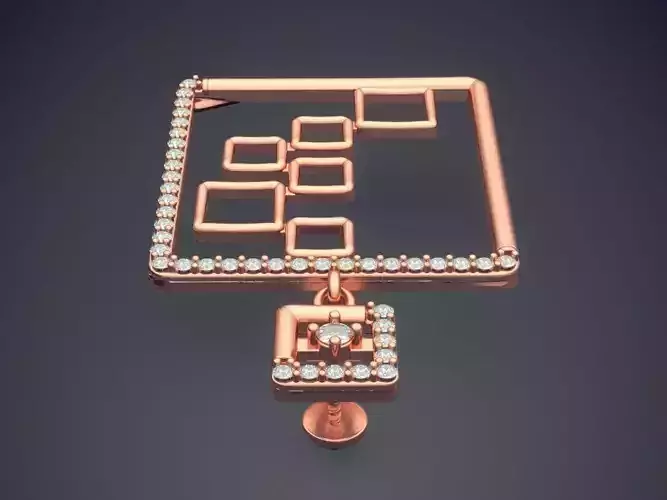 Square Shape Pendant With Diamonds E-1