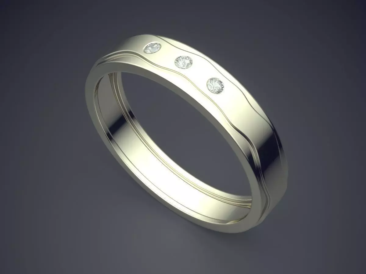 Engraved Ring With Diamonds CRGR047 3D print model_1