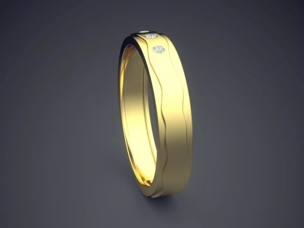 Engraved Ring With Diamonds CRGR047 3D print model_3