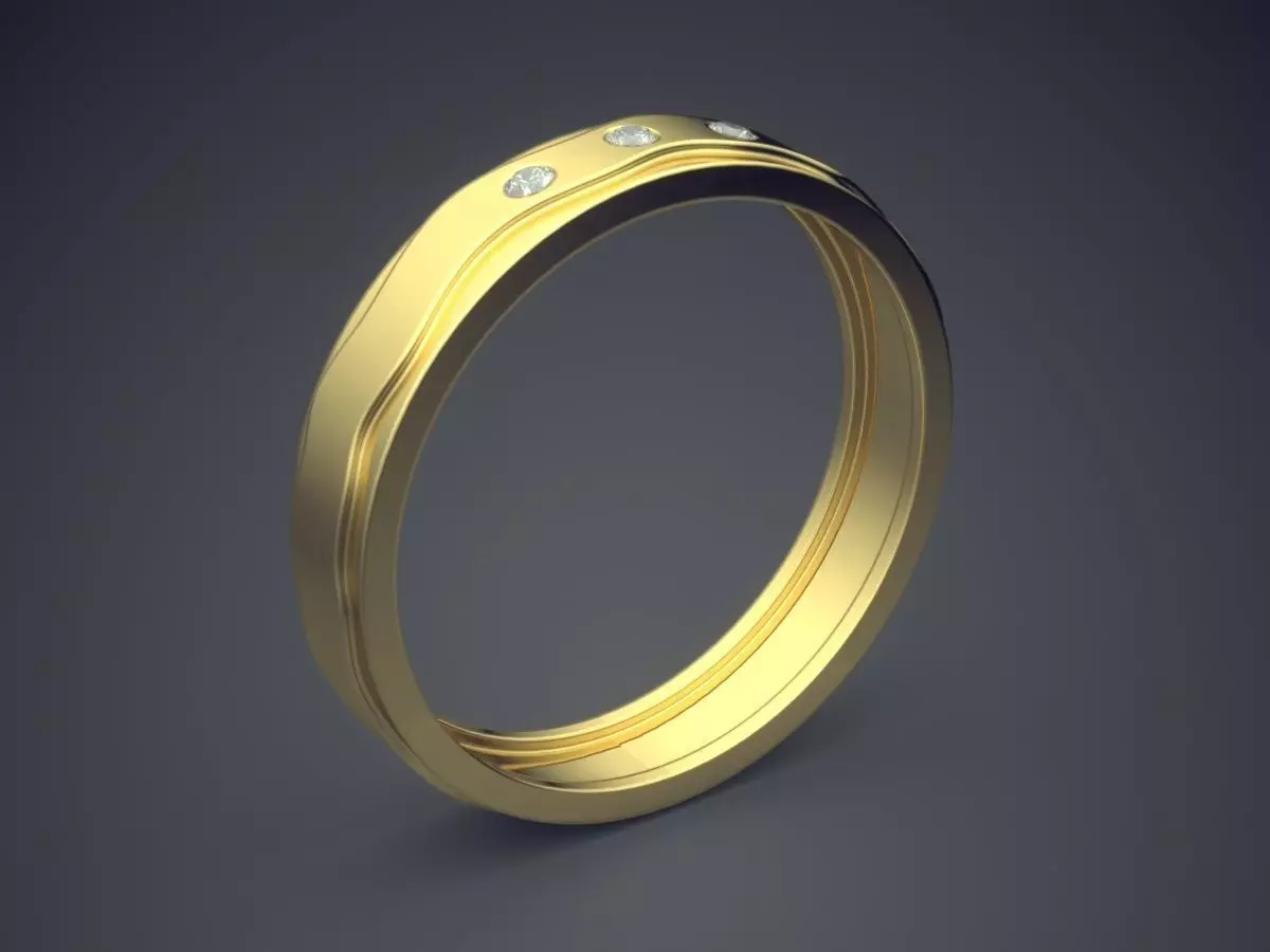 Engraved Ring With Diamonds CRGR047 3D print model_0