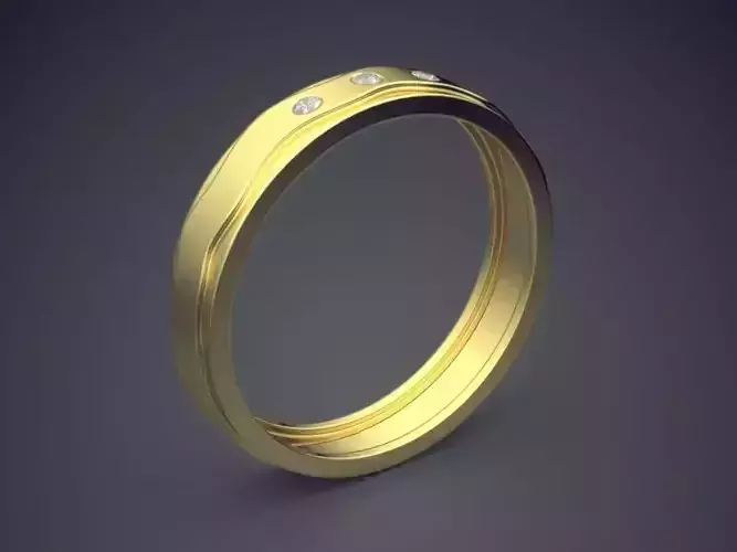 Engraved Ring With Diamonds CRGR047