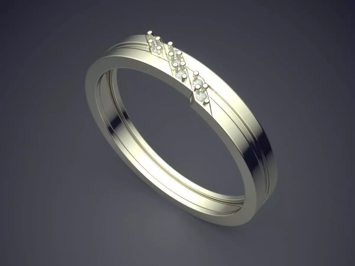 Engraved Ring With Diamonds CRGR042 3D print model_1
