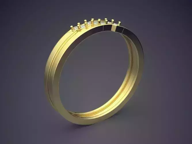 Engraved Ring With Diamonds CRGR042 3D print model