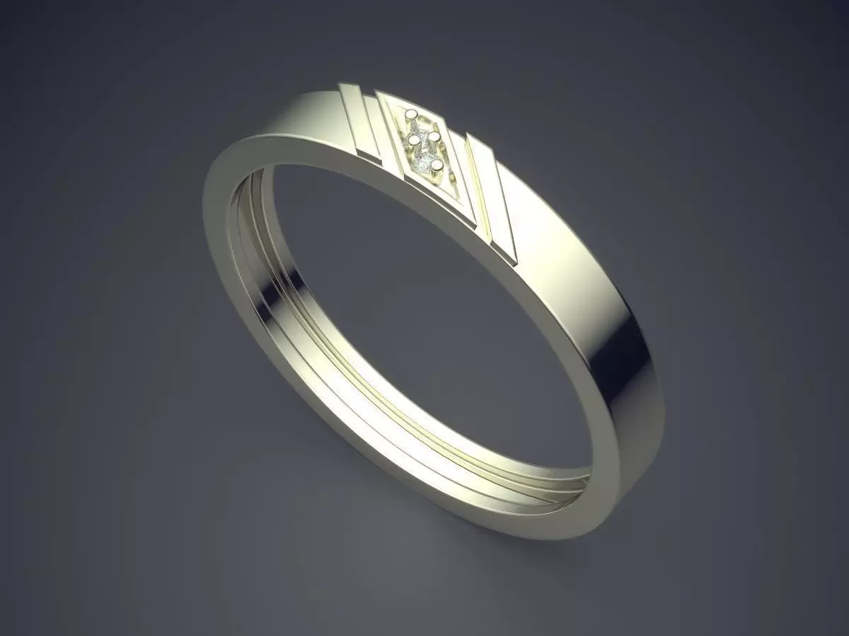 Engraved Ring With Diamond CRGR041 3D print model_1