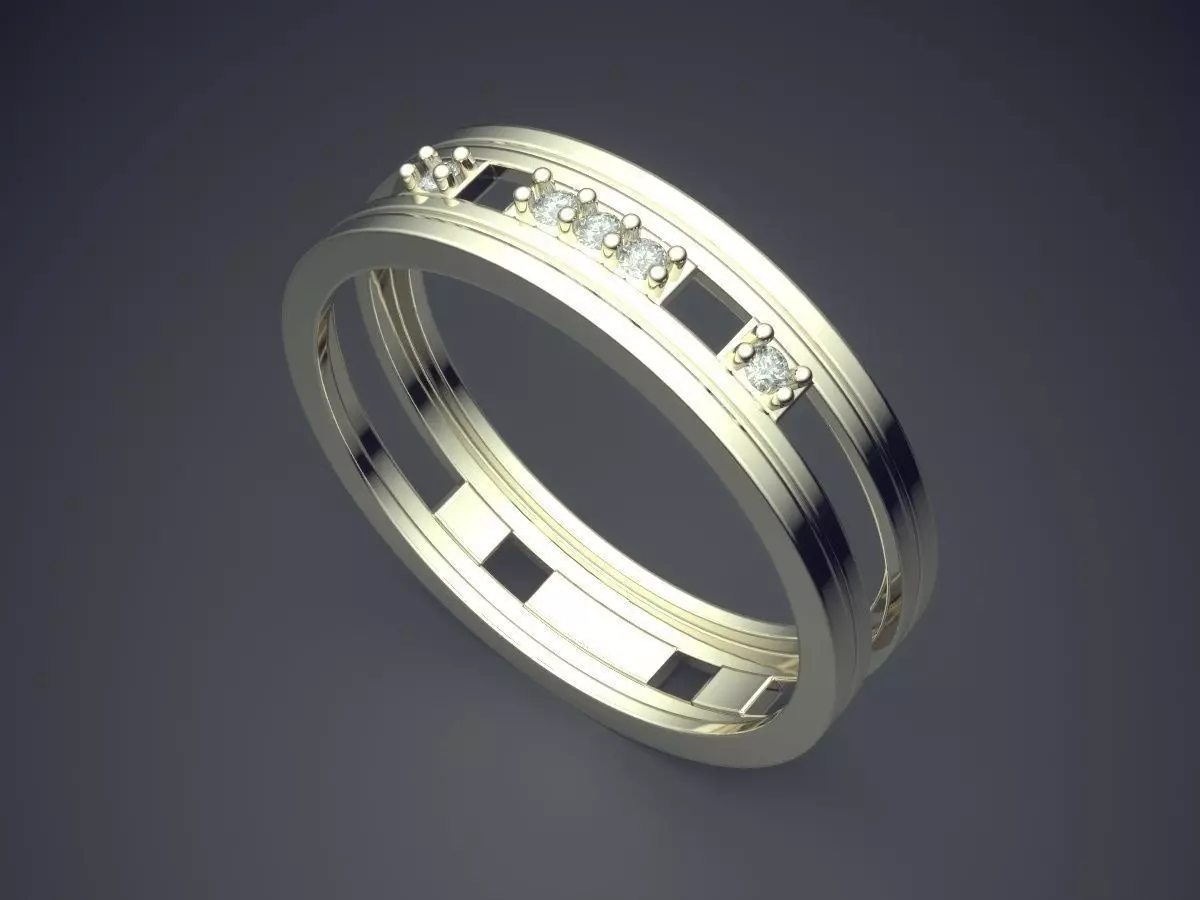 Engraved Ring With Diamonds CRGR034 3D print model_1
