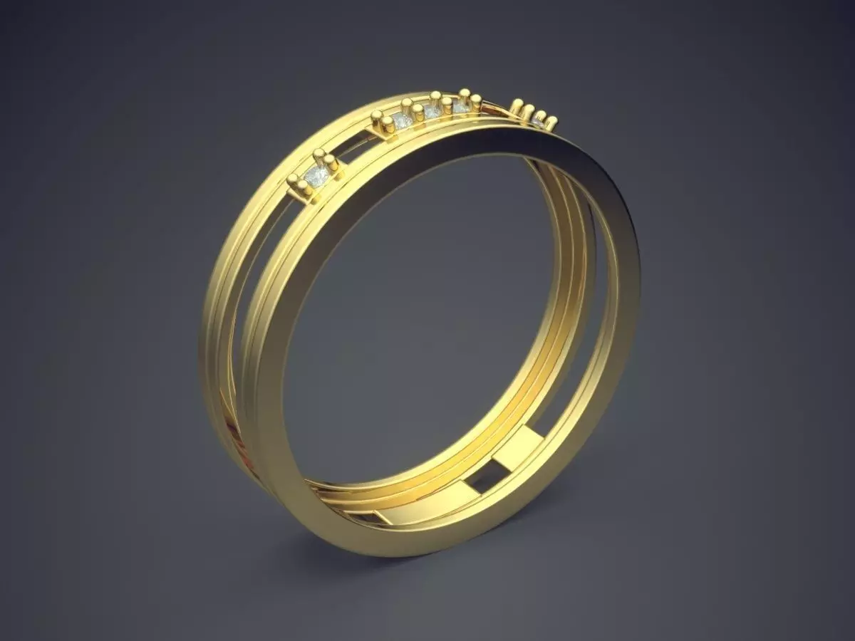 Engraved Ring With Diamonds CRGR034 3D print model_0