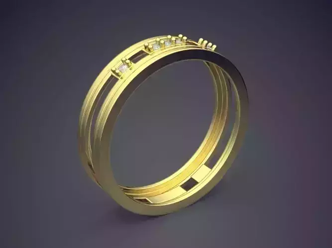 Engraved Ring With Diamonds CRGR034