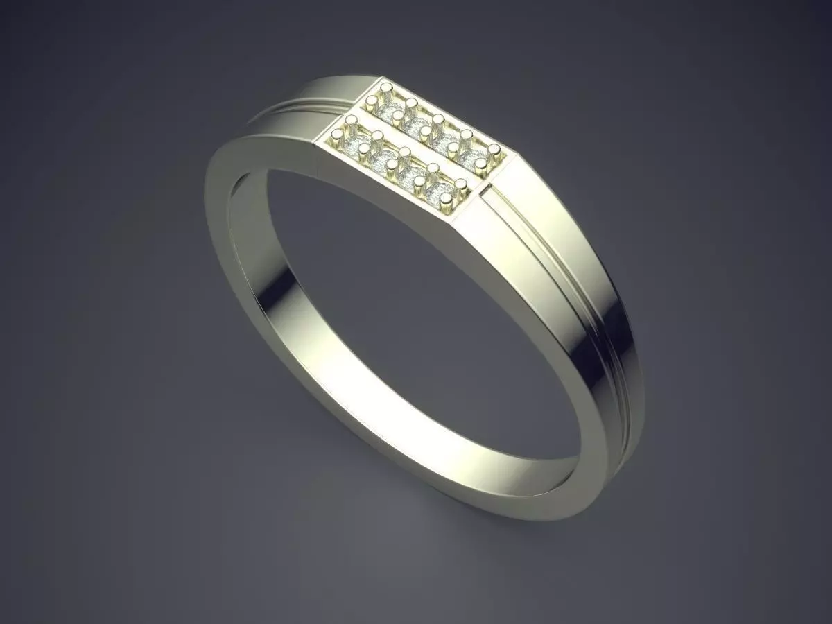 Engraved Curved Ring With Diamonds CRGR033 3D print model_1