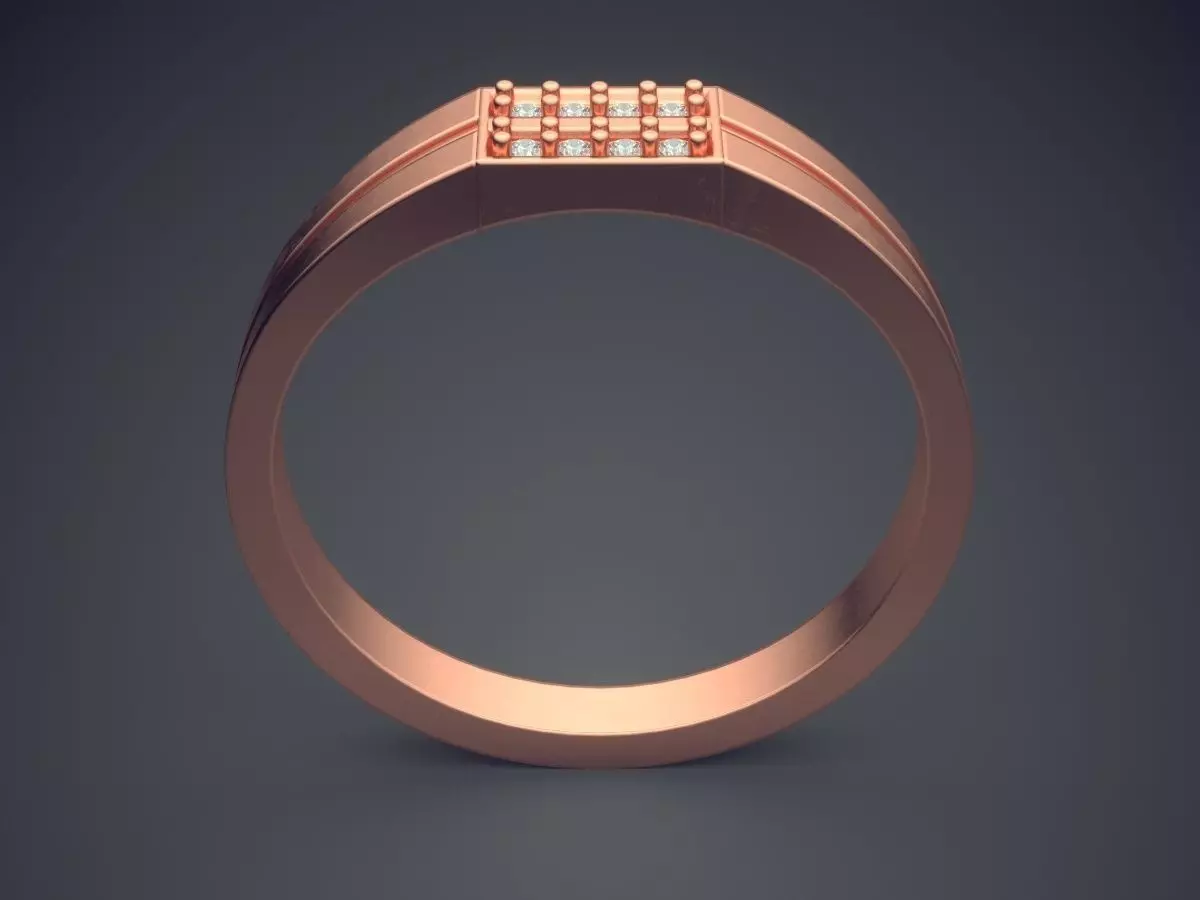 Engraved Curved Ring With Diamonds CRGR033 3D print model_2