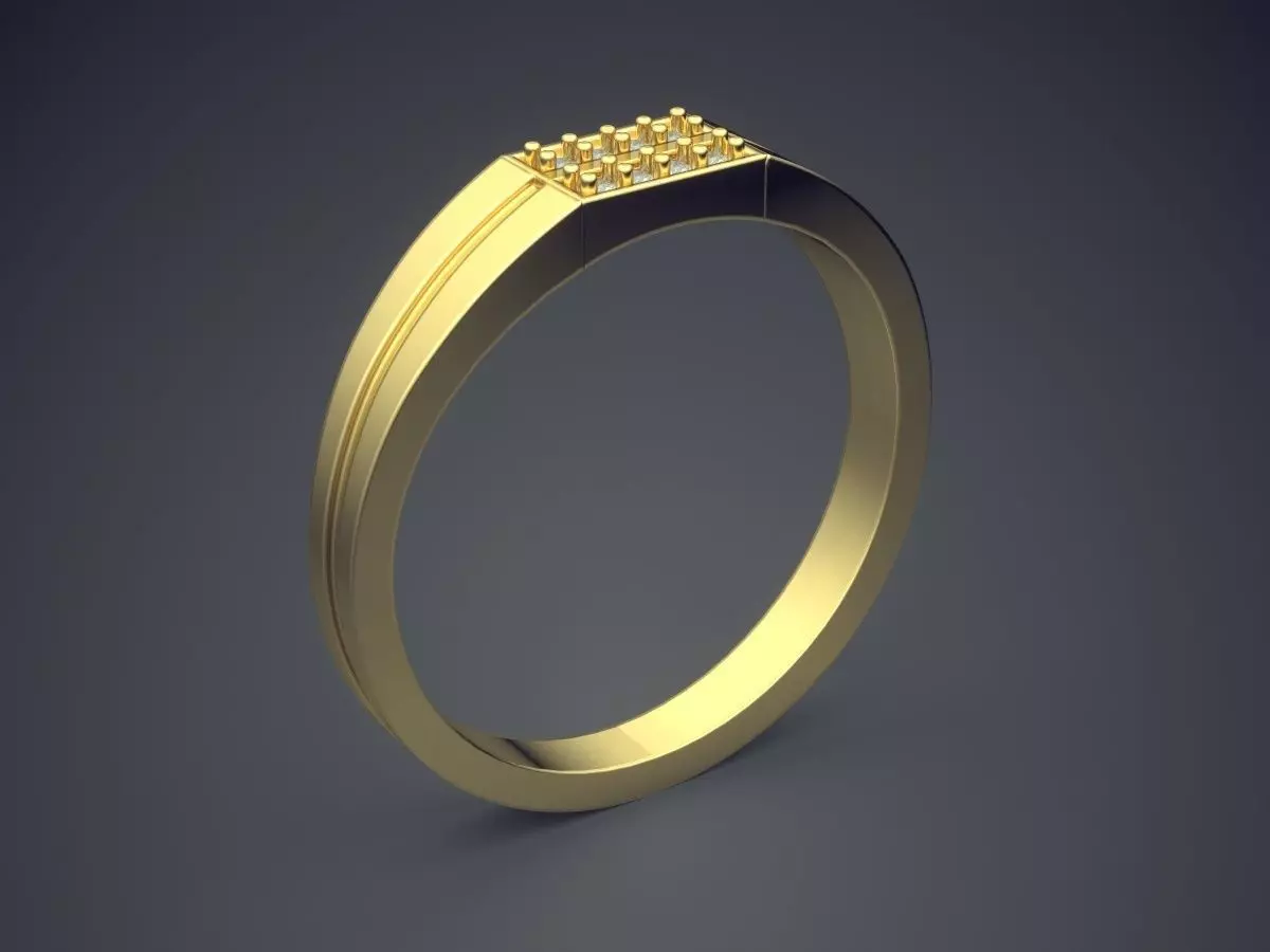 Engraved Curved Ring With Diamonds CRGR033 3D print model_0