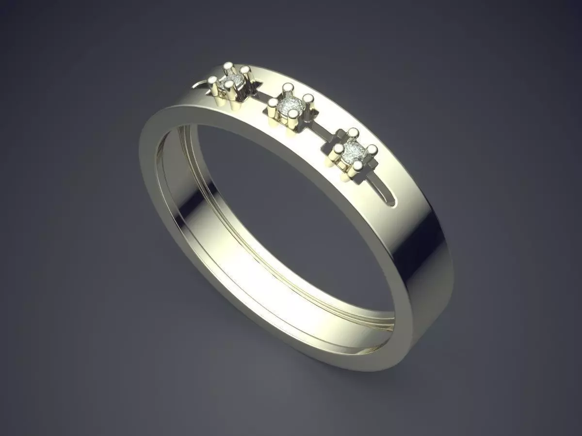 Ring With Diamonds CRGR032 3D print model_1