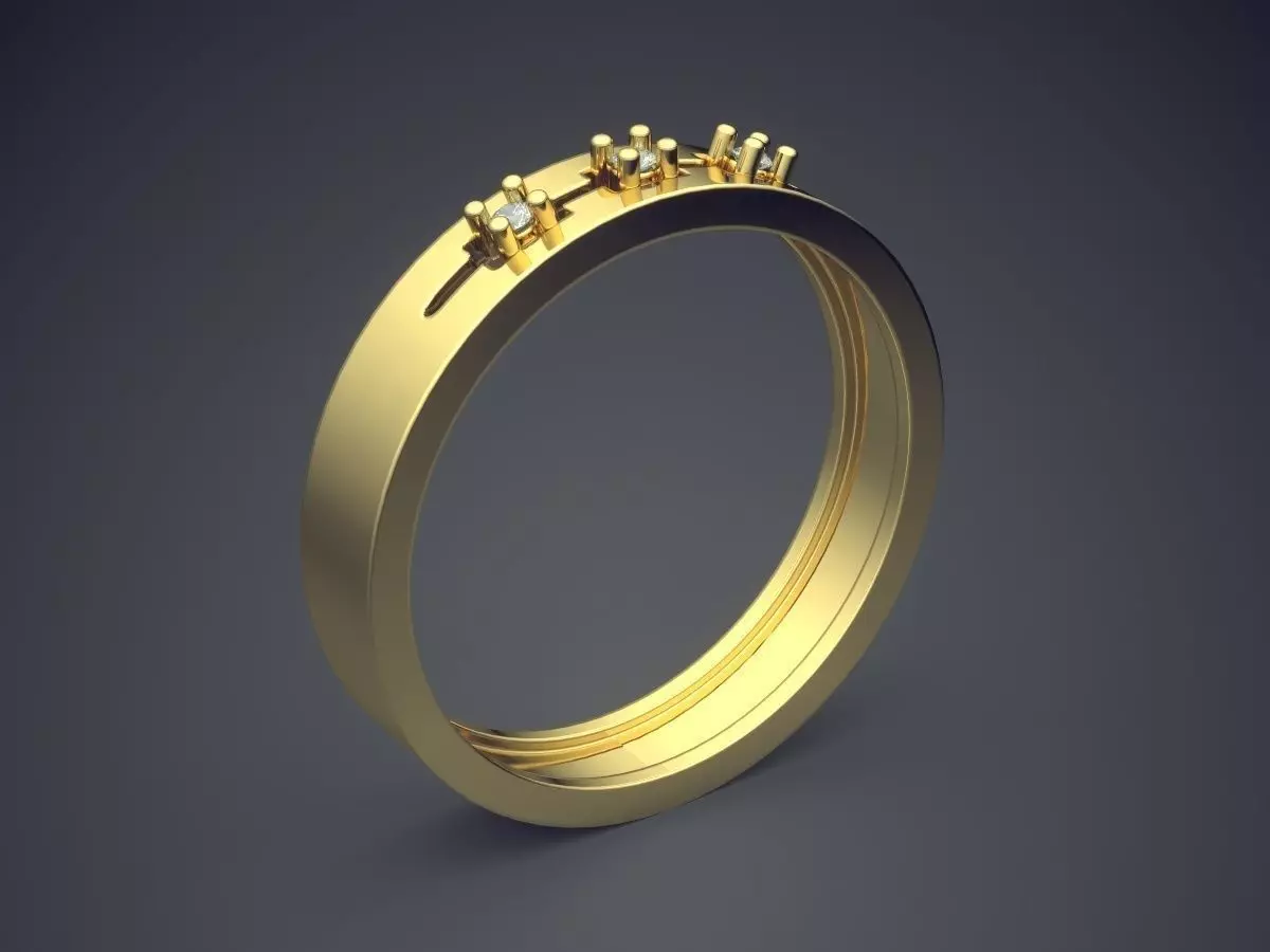Ring With Diamonds CRGR032 3D print model_0