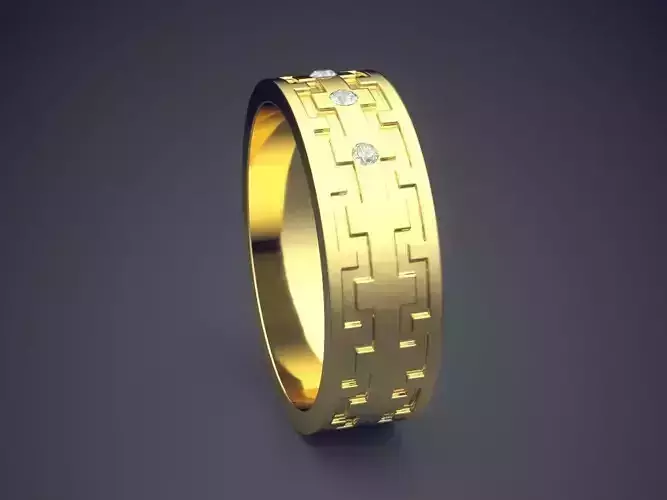 Engraved Ring With Diamonds CRGR031